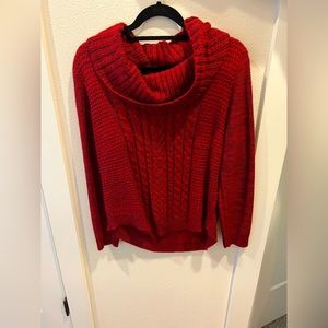 Red turtleneck sweater